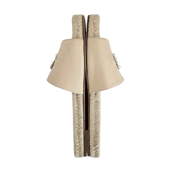 Chanel CC Pearl Espadrille Slide Flat Sandal Size 39 US 8 8.5 Beige Tan Slip On - Picture 4 of 9